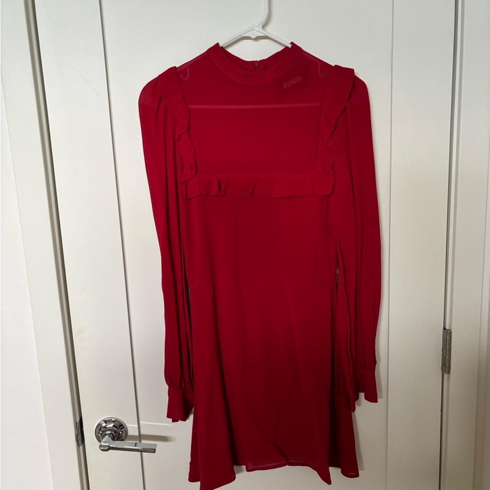 Reformation XS Red Long Sleeve Dress